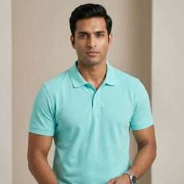 Carbon ni Solid Collar T-shirt AQUA
