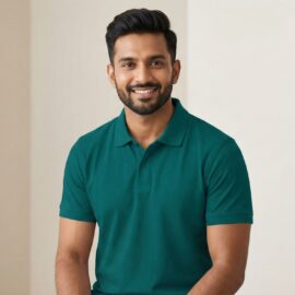 Carbon ni Solid Collar T-shirt Aquamarine