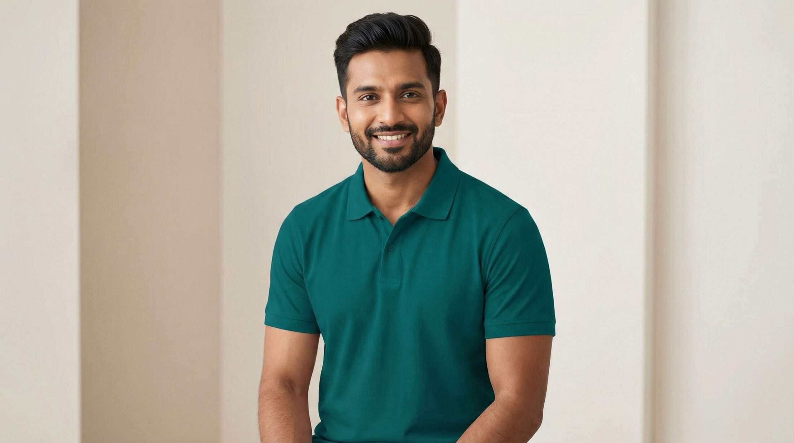 Carbon ni Solid Collar T-shirt Aquamarine