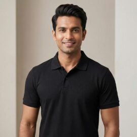 Carbon ni Solid Collar T-shirt Black