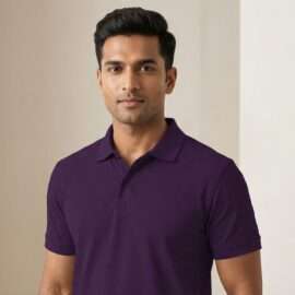 Carbon ni Solid Collar T-shirt Berry