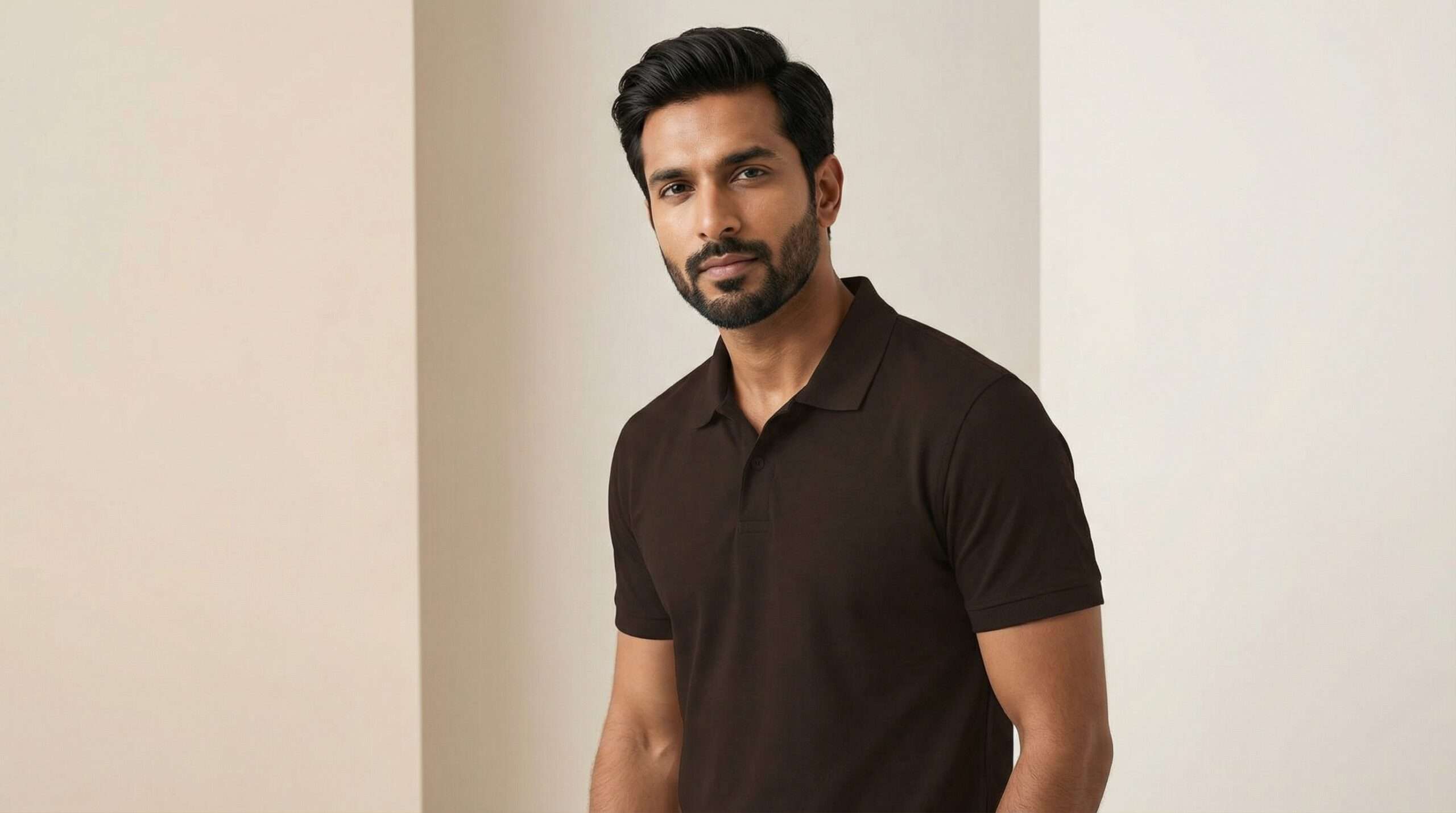 Carbon ni Solid Collar T-shirt COCOA - Image 2