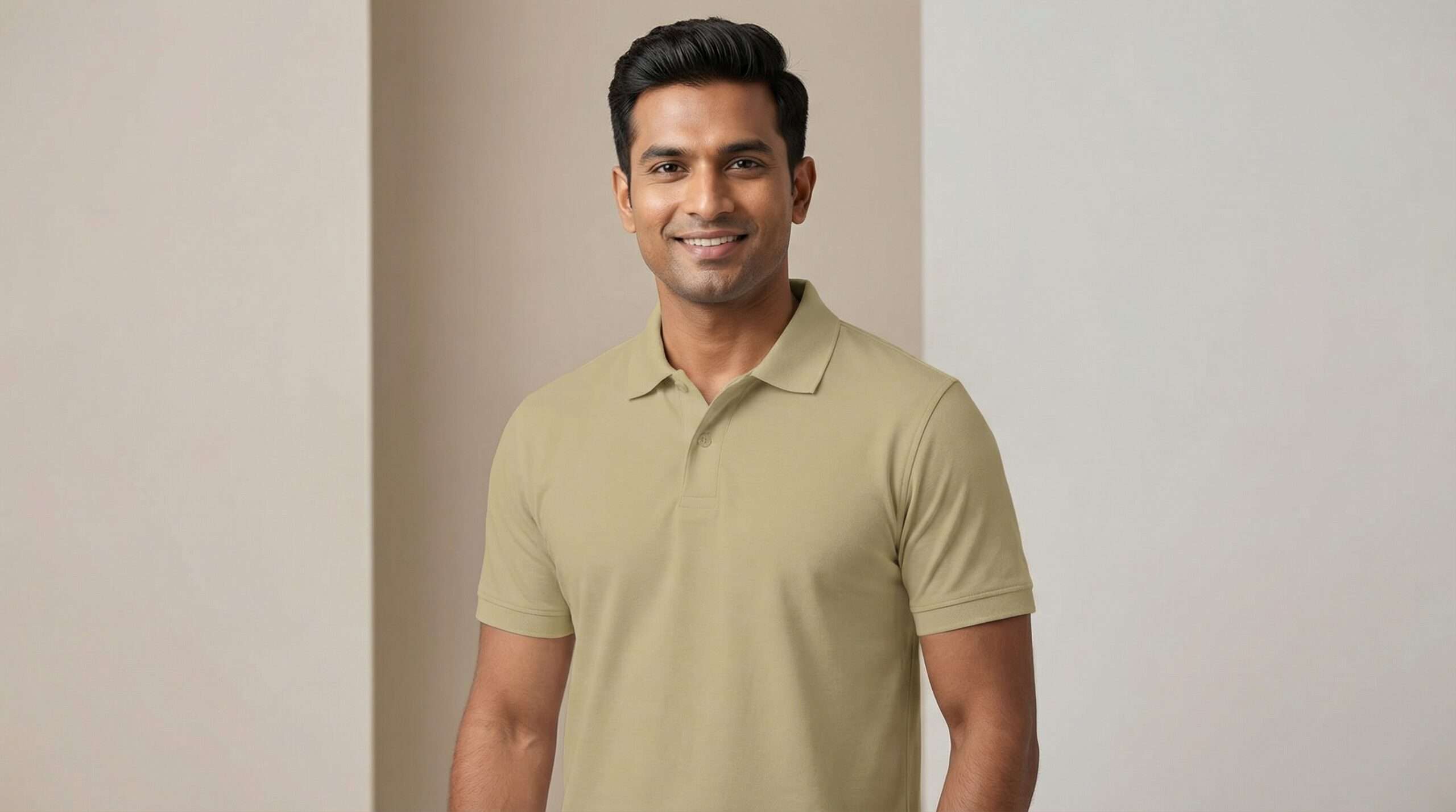 Carbon ni Solid Collar T-shirt DESERT Sand - Image 2