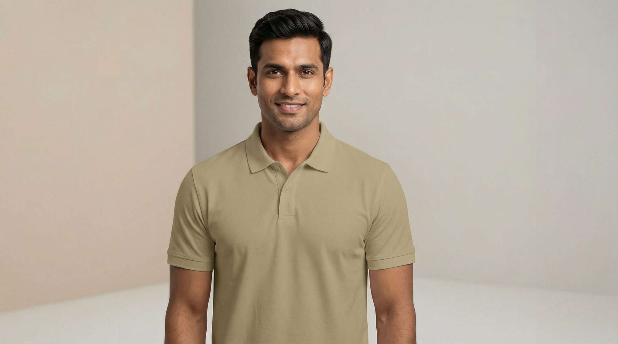Carbon ni Solid Collar T-shirt DESERT Sand