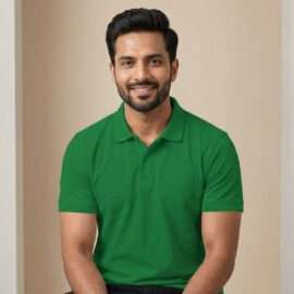 Carbon ni Solid Collar T-shirt Emerald