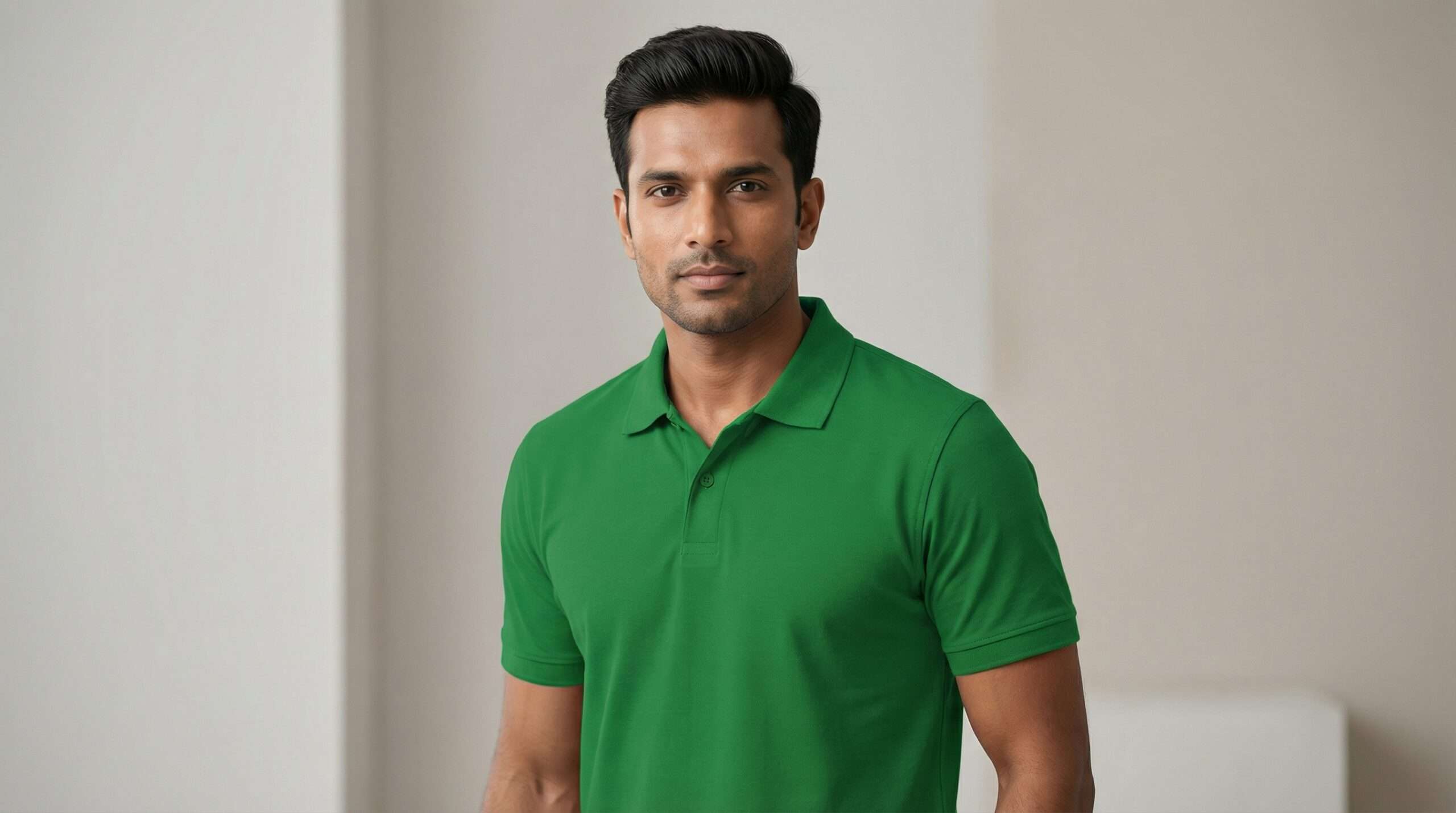 Carbon ni Solid Collar T-shirt Emerald - Image 3
