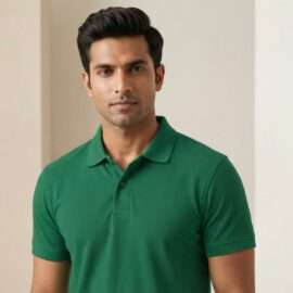 Carbon ni Solid Collar T-shirt-Green