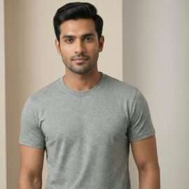 Carbon ni Basics Round Neck T-shirt GRAY-MELANGE