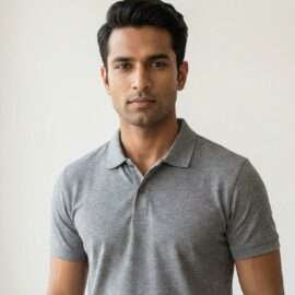 Carbon ni Solid Collar T-shirt-Grey