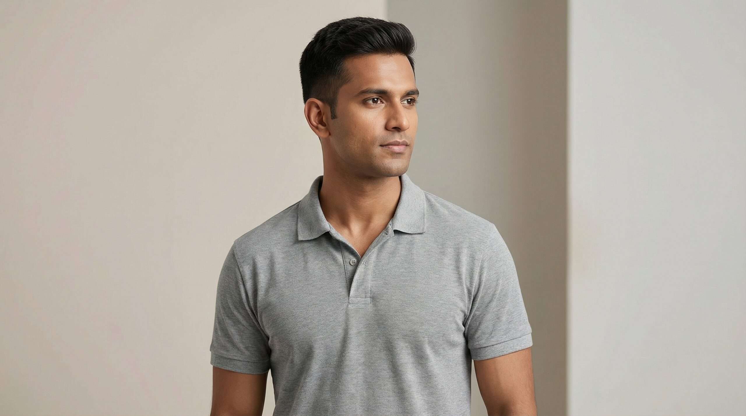 Athli Pro Collar T-shirt Grey Melange - Image 2