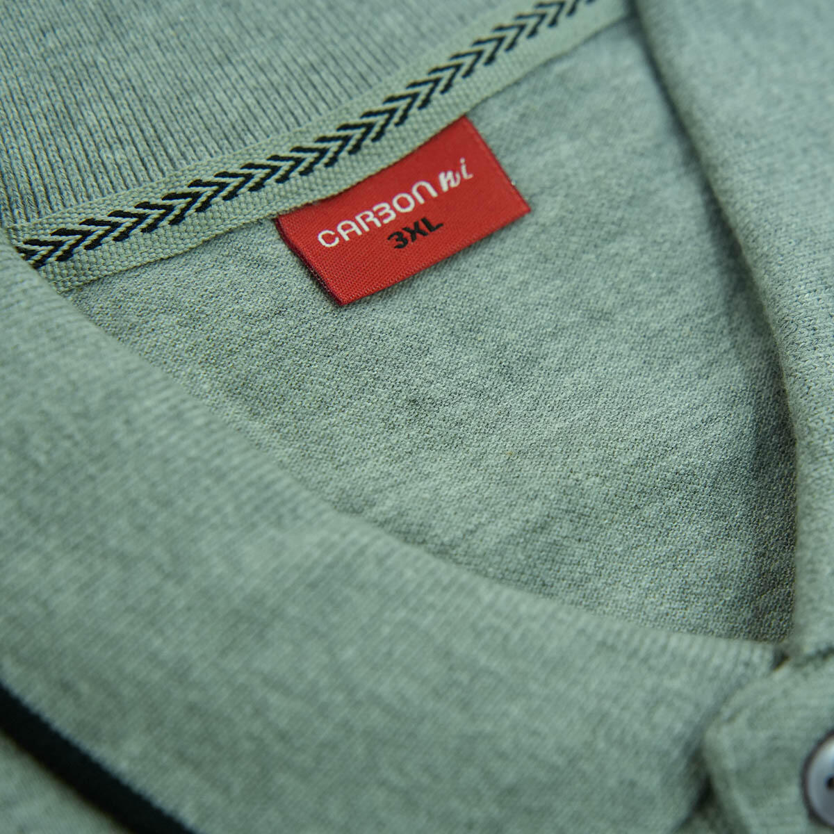 Carbon ni Tipping Collar T-shirt Grey-Melange-with-black - Image 3