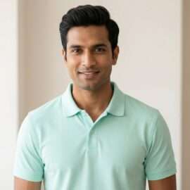 Carbon ni Solid Collar T-shirt-ICE-BLUE