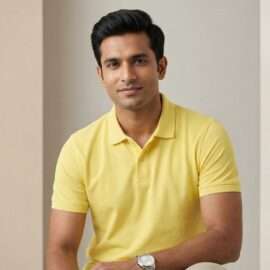 Carbon ni Solid Collar T-shirt Lemon