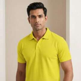 Carbon ni Solid Collar T-shirt Lime
