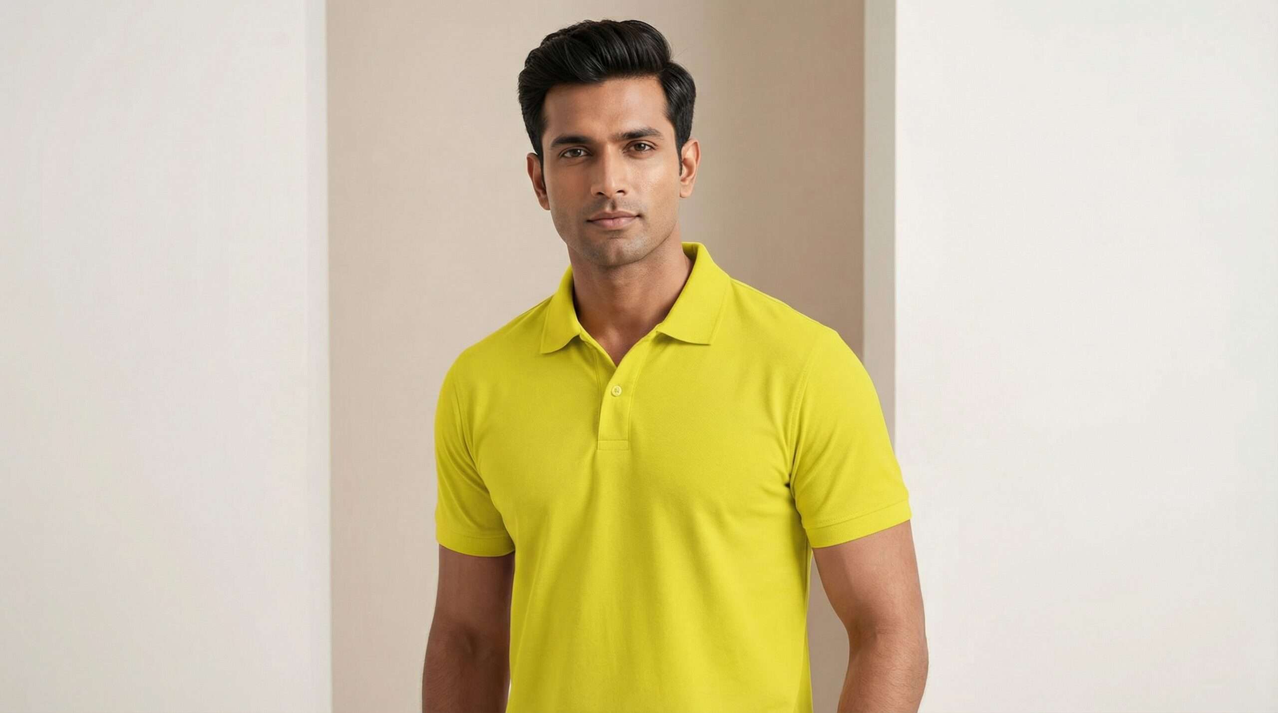 Carbon ni Solid Collar T-shirt Lime