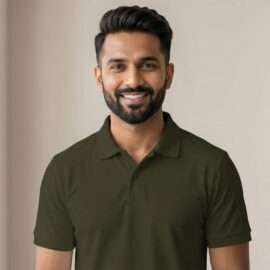 Carbon ni Solid Collar T-shirt MILITARY-GREEN