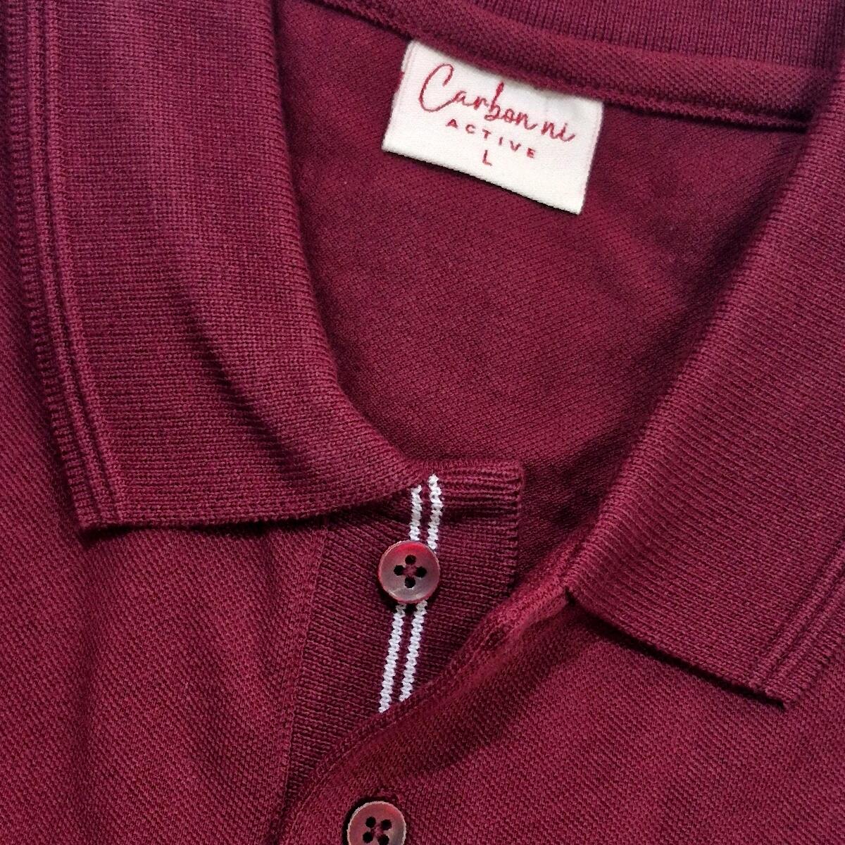 Carbon Ni Active Collar T-Shirt Maroon - Image 3