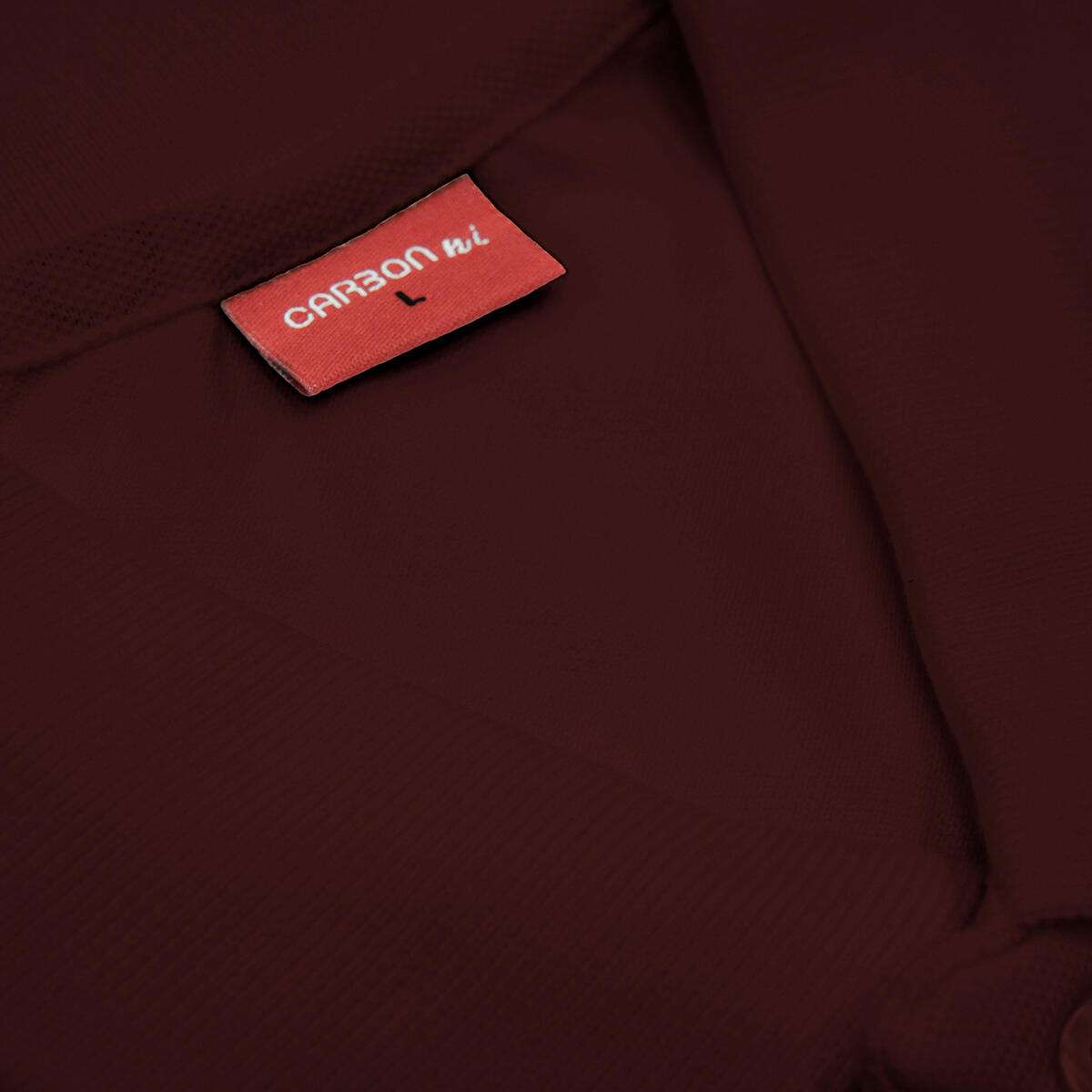 Carbon ni Solid Collar T-shirt Maroon - Image 3