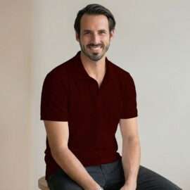 Carbon ni Solid Collar T-shirt Maroon