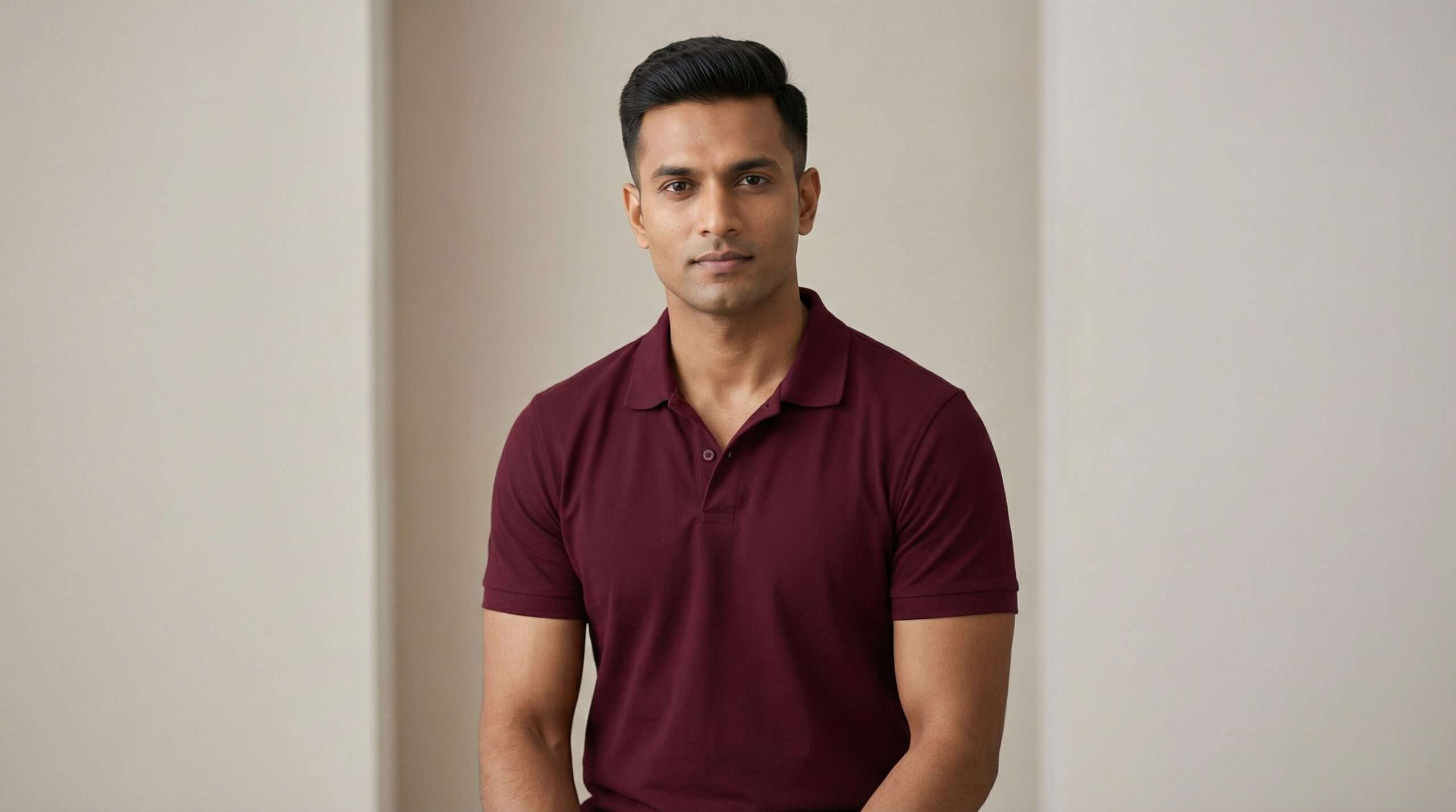 Athli Pro Collar T-shirt Maroon