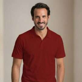 Carbon ni Solid Collar T-shirt Mulberry