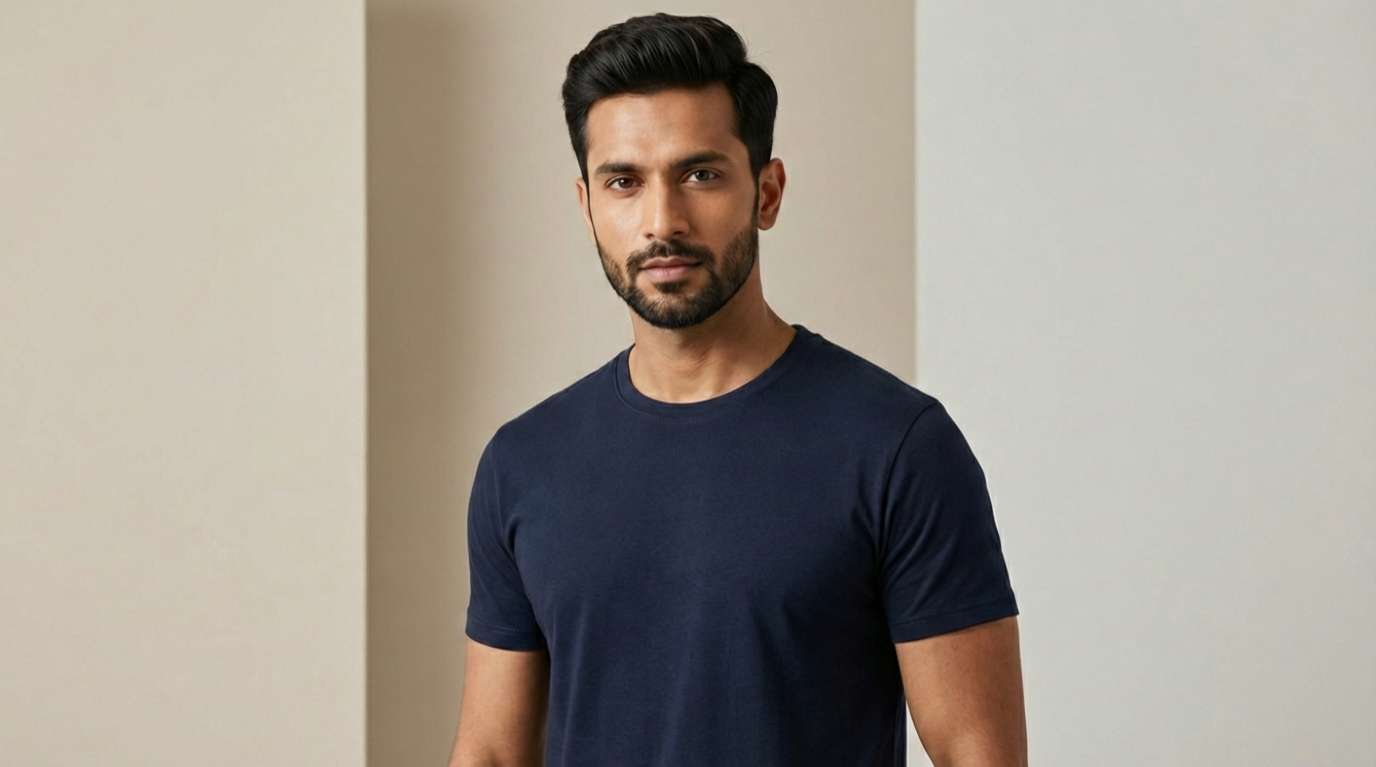 Carbon ni Basics Round Neck T-shirt NAVY Blue - Image 2
