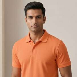 Carbon ni Solid Collar T-shirt Peach