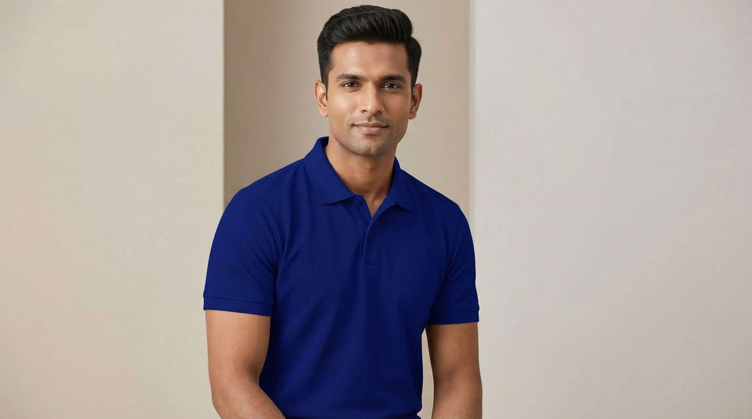Carbon ni Solid Collar T-shirt ROYAL-BLUE - Image 2