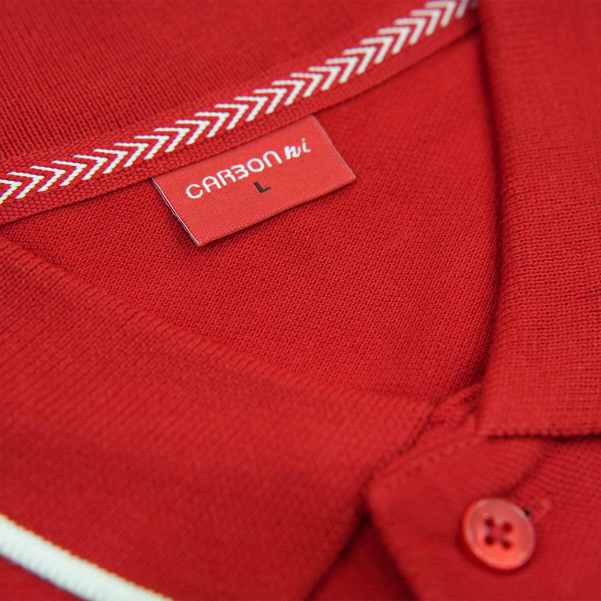Carbon ni Tipping Collar T-shirt Red-with-white - Image 3