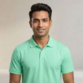 Carbon ni Solid Collar T-shirt SEA-GREEN