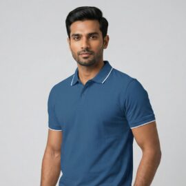Carbon ni Tipping Collar T-shirt Sky-blue-with-white