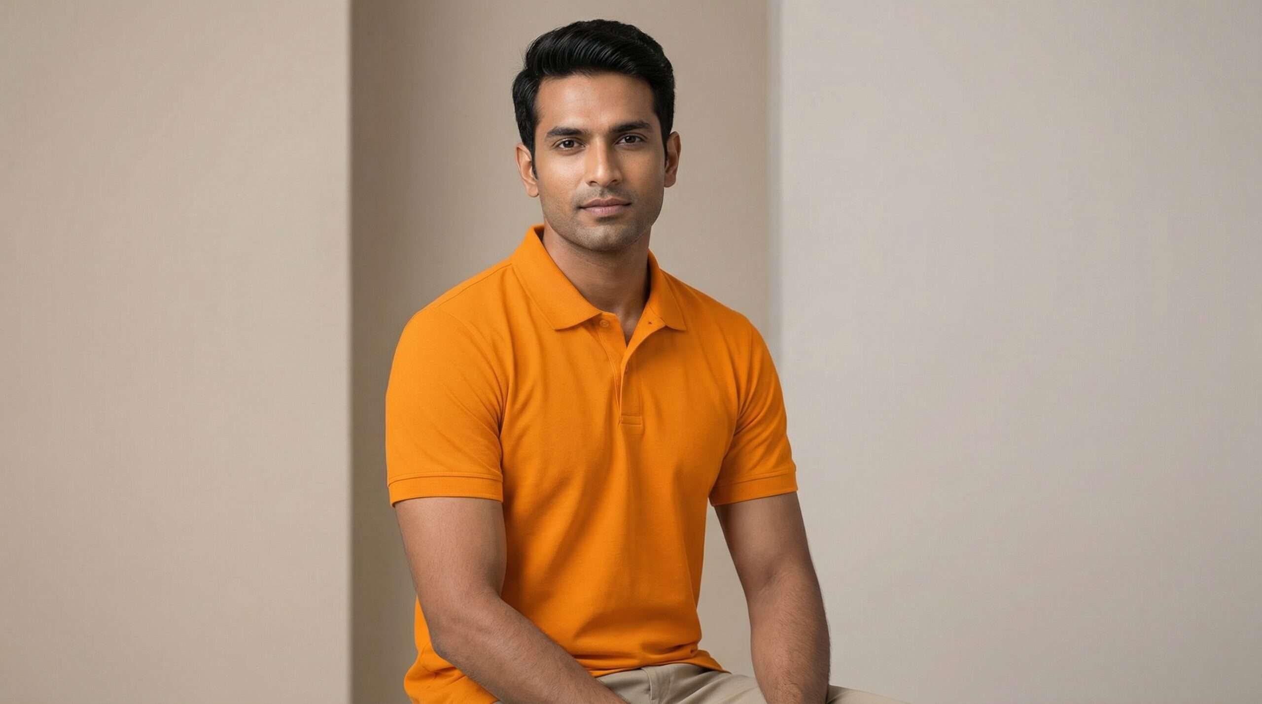 Carbon ni Solid Collar T-shirt TANGERINE - Image 2