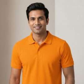 Carbon ni Solid Collar T-shirt TANGERINE