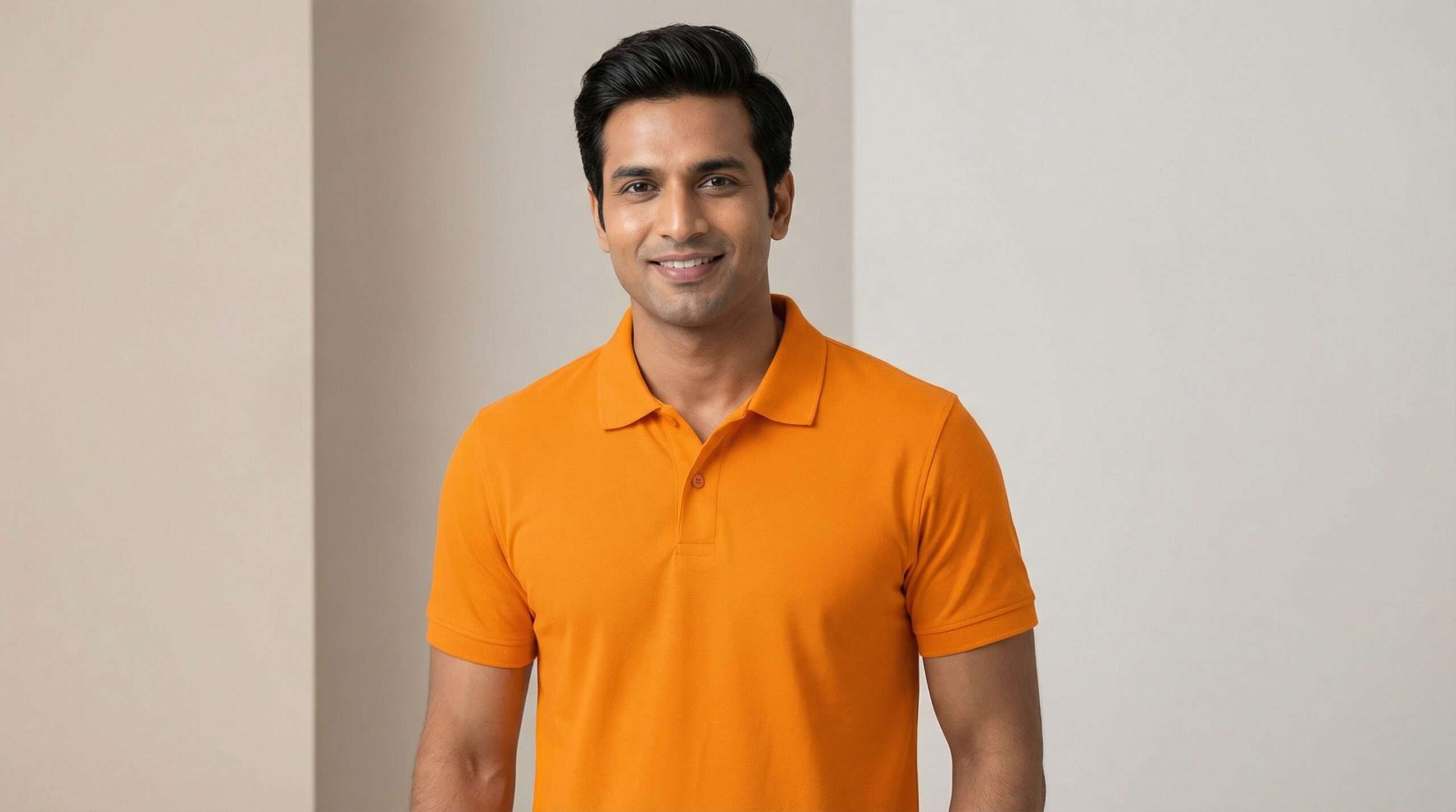 Carbon ni Solid Collar T-shirt TANGERINE