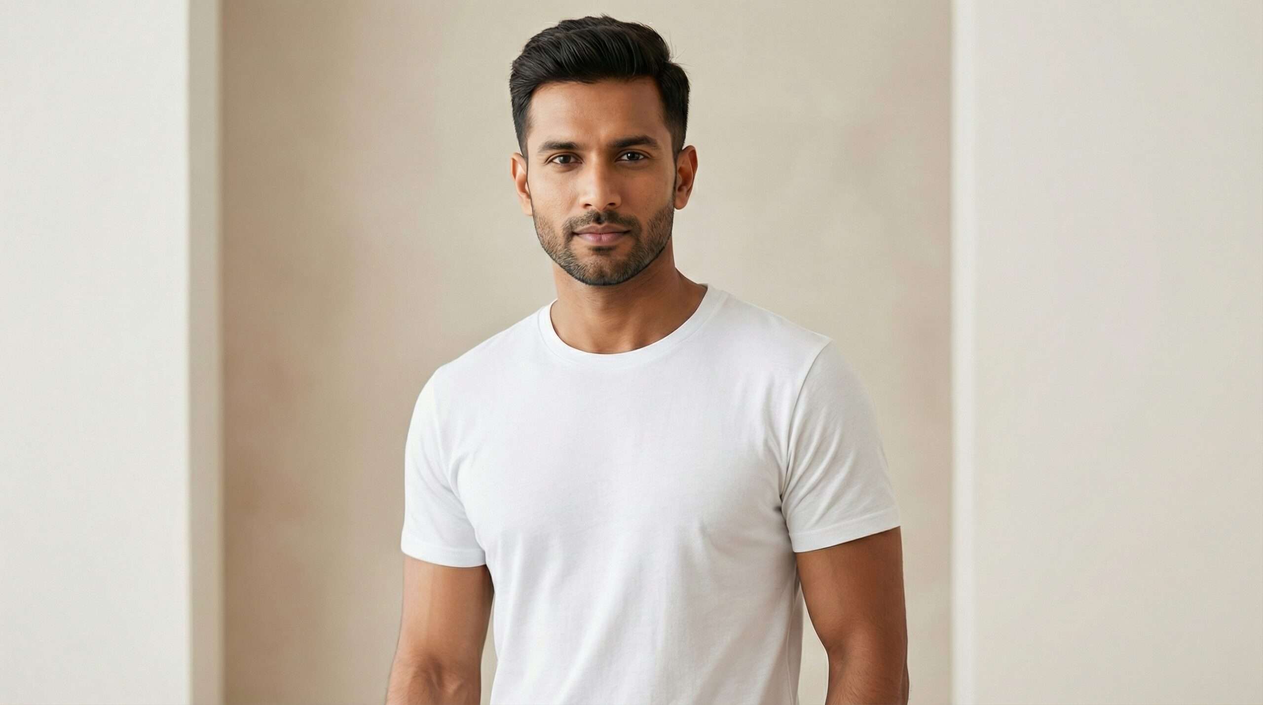 Carbon ni Basics Round Neck T-shirt WHITE-MELANGE - Image 2