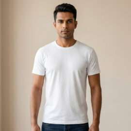 Carbon ni Basics Round Neck T-shirt WHITE-MELANGE