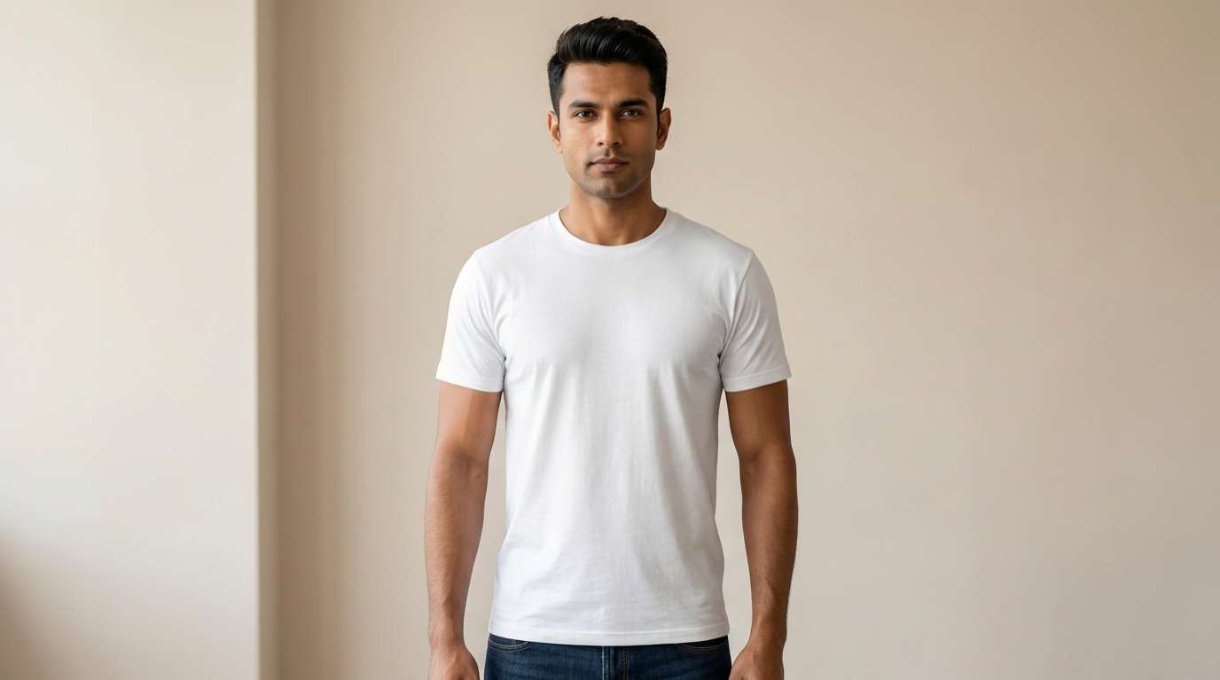 Carbon ni Basics Round Neck T-shirt WHITE-MELANGE