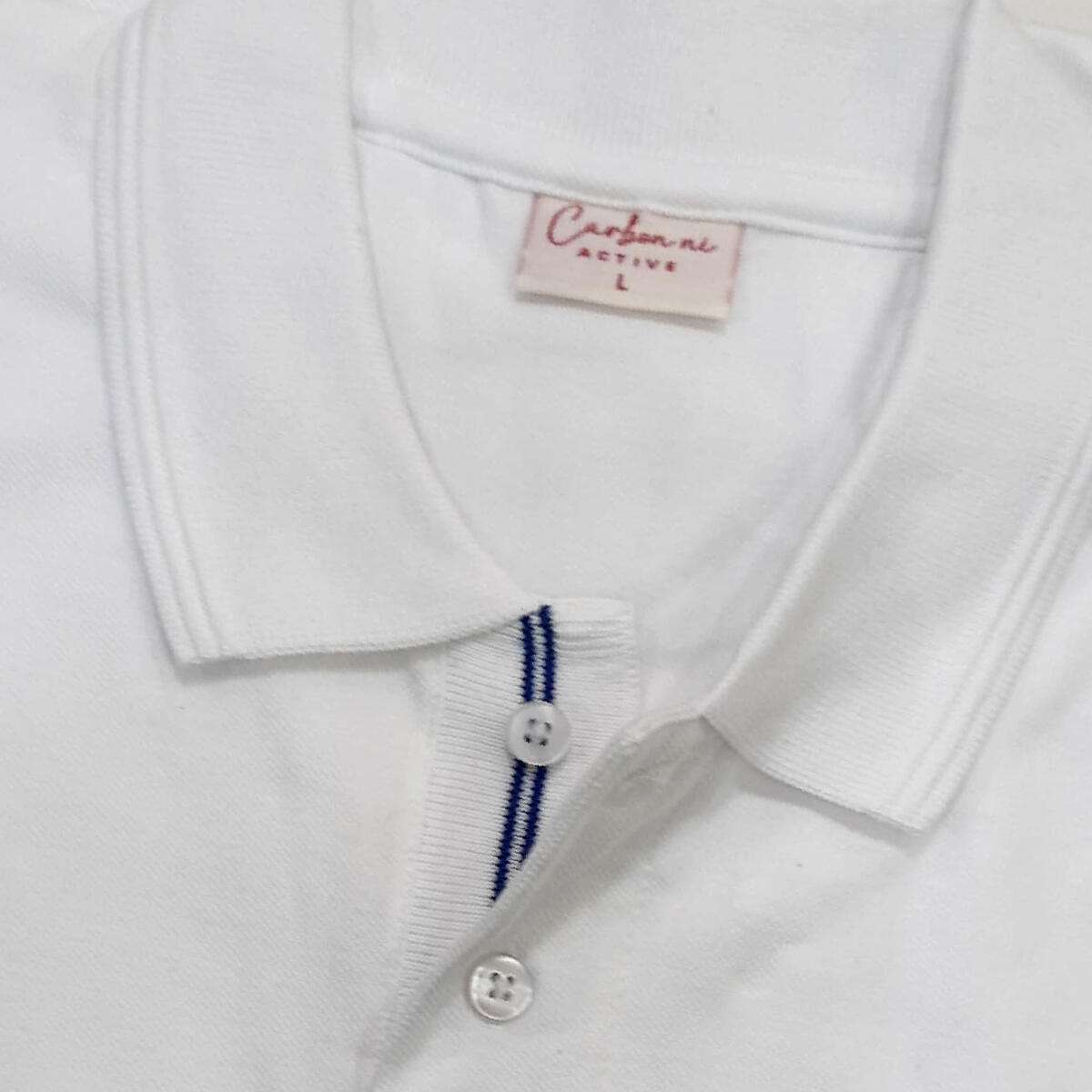 Carbon Ni Active Collar T-Shirt White - Image 3
