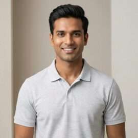 Carbon ni Solid Collar T-shirt White-Melange