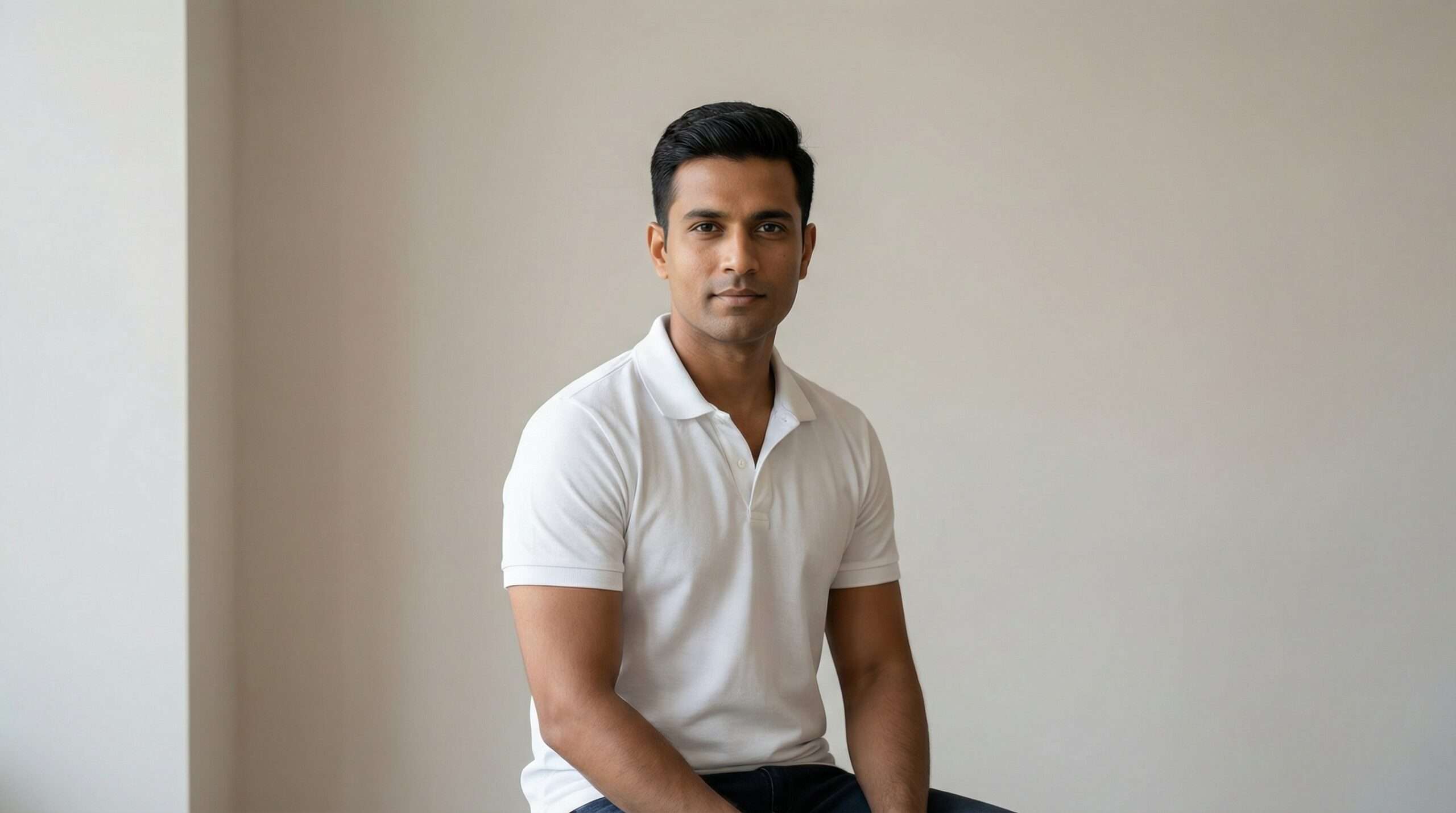Athli Pro Collar T-shirt White Melange - Image 2