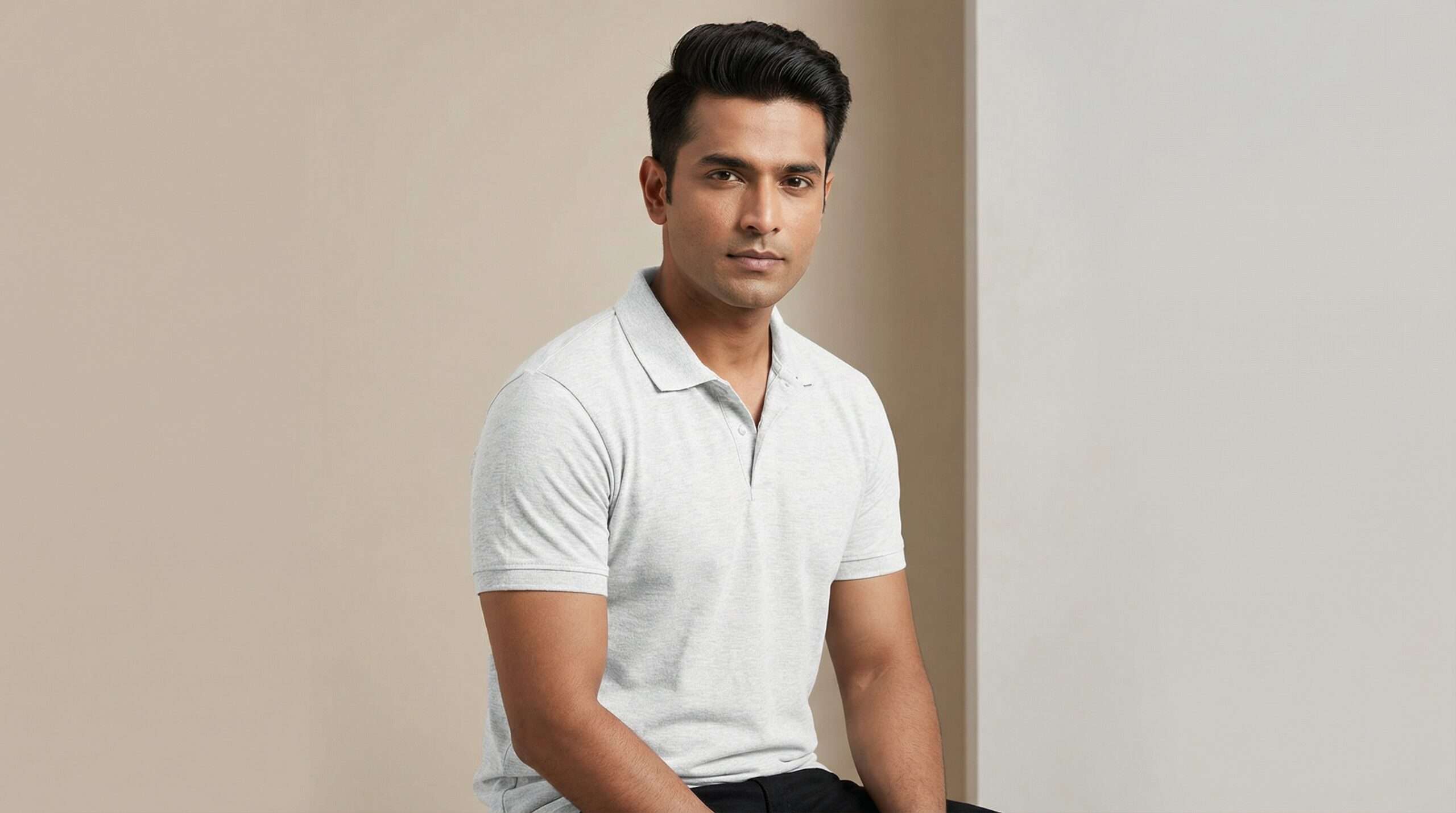 Athli Pro Collar T-shirt White Melange