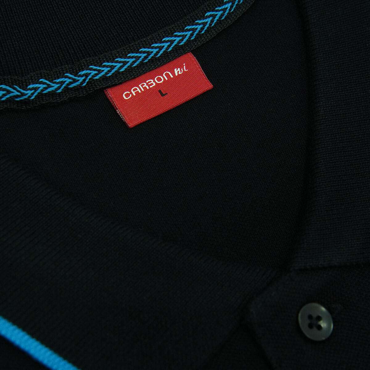 Carbon ni Tipping Collar T-shirt black-with-electric-blue - Image 3