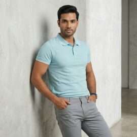 Carbon ni Tipping Collar T-shirt ice-blue-with-white