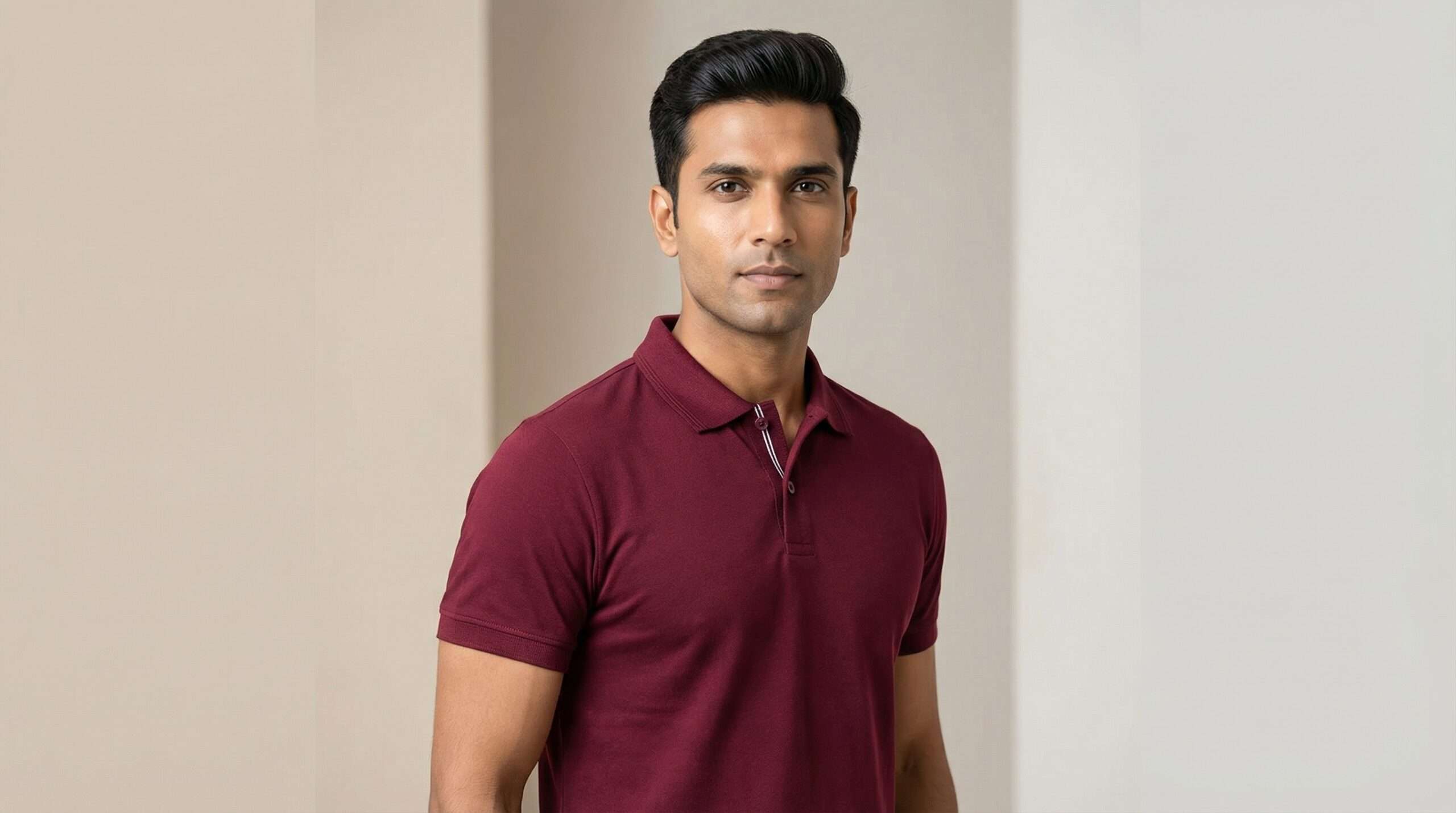 Carbon Ni Active Collar T-Shirt Maroon
