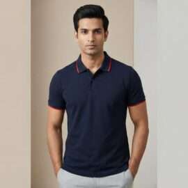 Carbon ni Tipping Collar T-shirt navy-Blue-with-Red