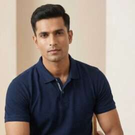 Carbon Ni Active Collar T-Shirt Navy Blue