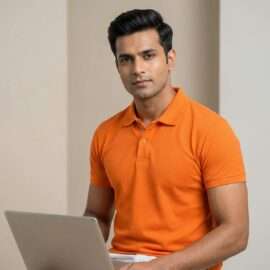 Carbon Ni Active Collar T-Shirt Orange