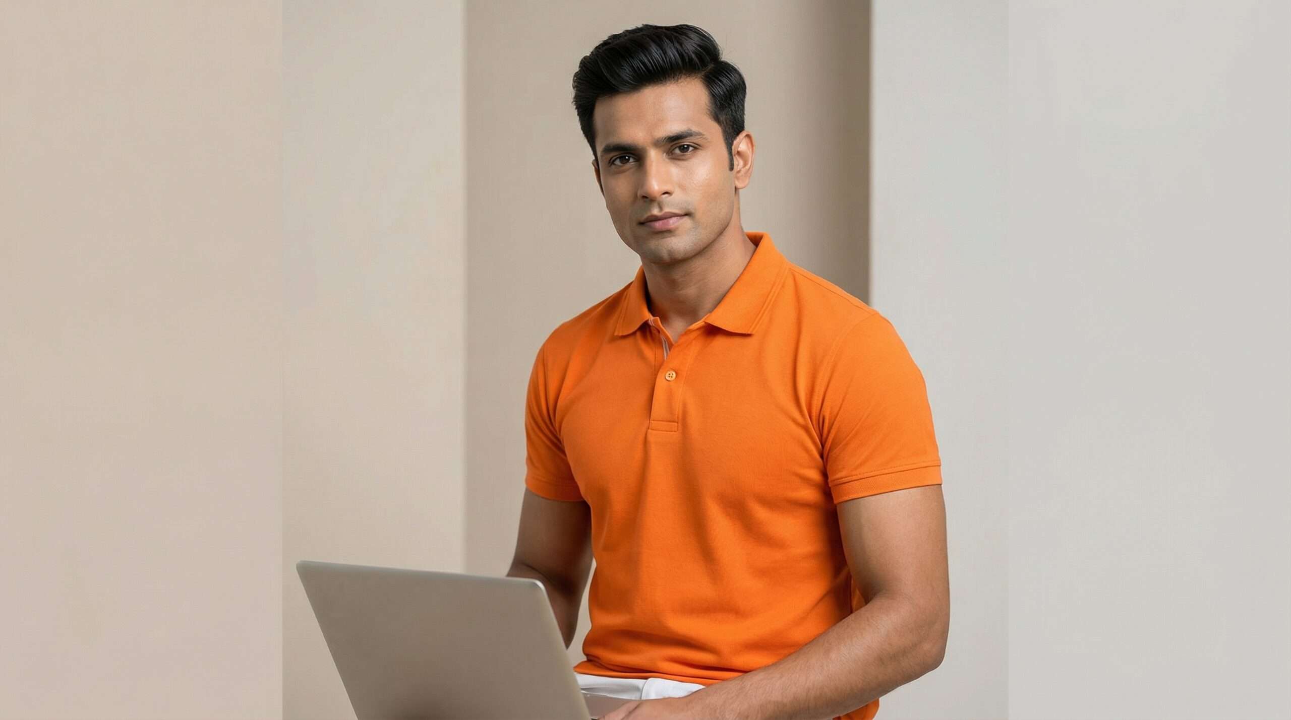 Carbon Ni Active Collar T-Shirt Orange