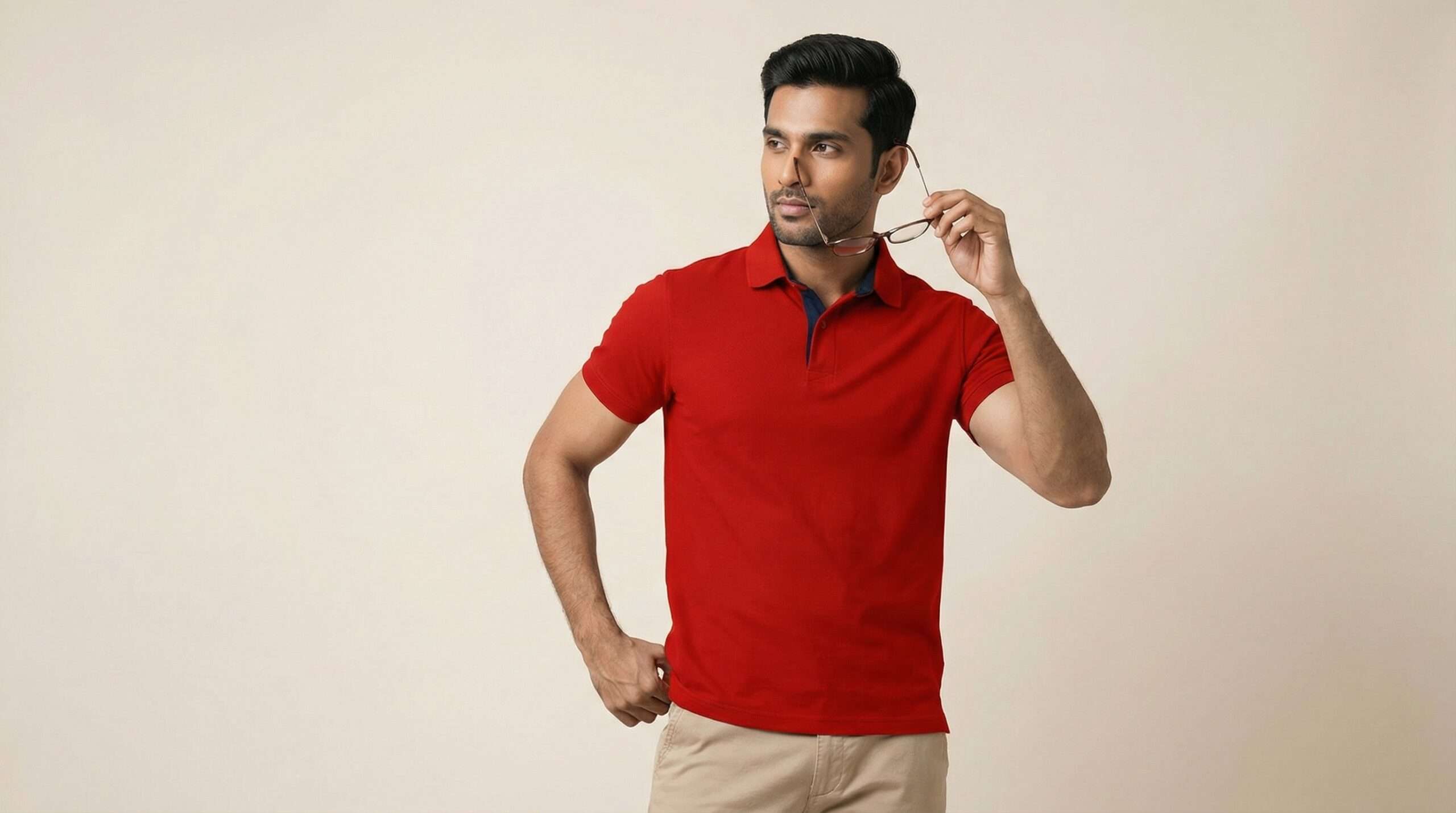 Carbon ni Tipping Collar T-shirt Red-with-Black - Image 3