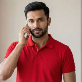 Carbon Ni Active Collar T-Shirt Red